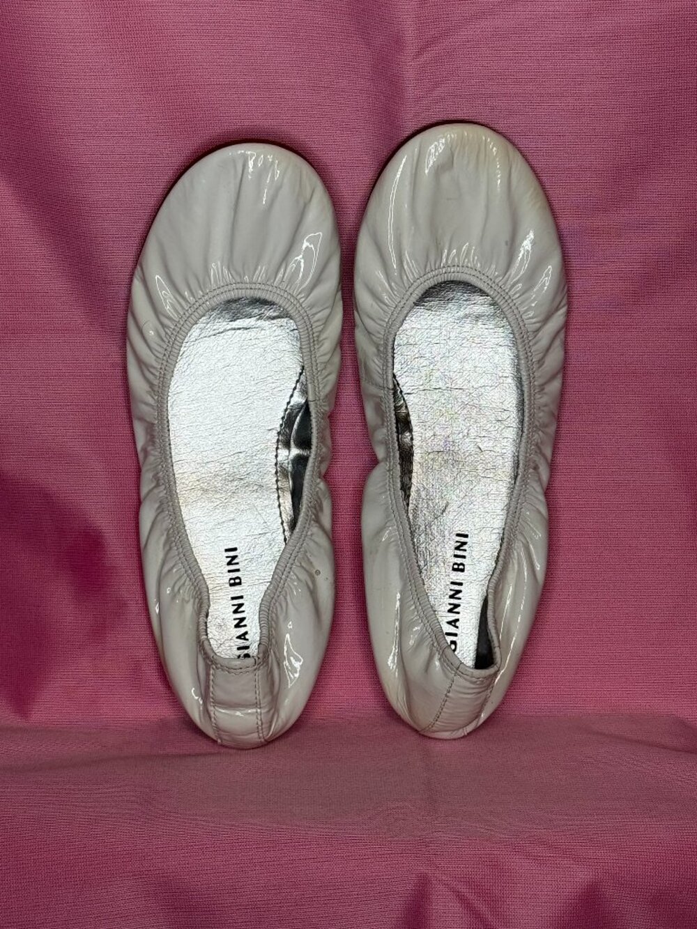 NEW GIANNI BINI WHITE PATENT LEATHER BALLET FLATS SIZE 8.5
